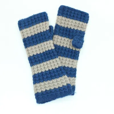 Portolano Striped Arm Warmers In Blue