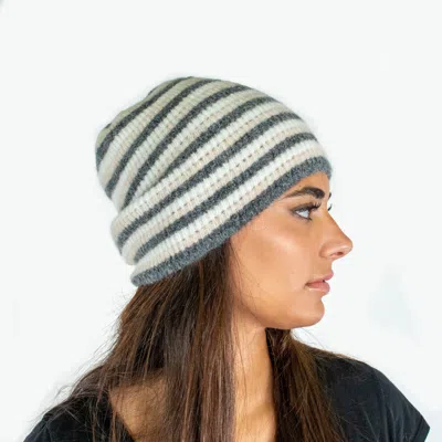 Portolano Striped Beanie In Beige