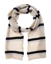 Portolano Striped Cashmere Scarf In White
