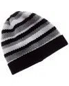 Portolano Striped Honeycomb Stitched Wool Beanie In Black