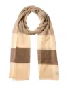 Portolano Striped Lurex Cashmere Wrap In Beige