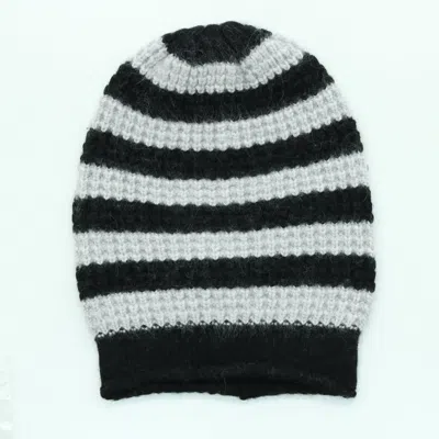 Portolano Striped Slouchy Hat In Black