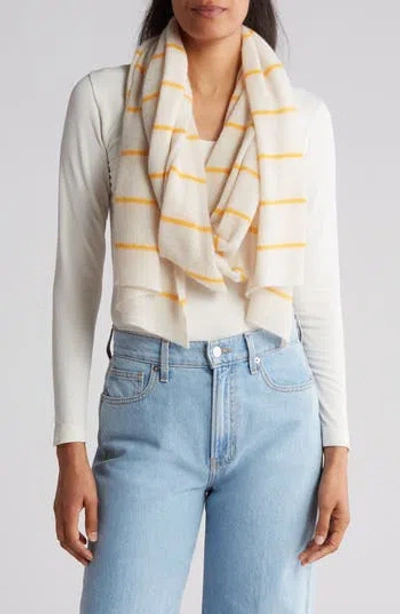 Portolano Striped Wool Blend Scarf In Neutral