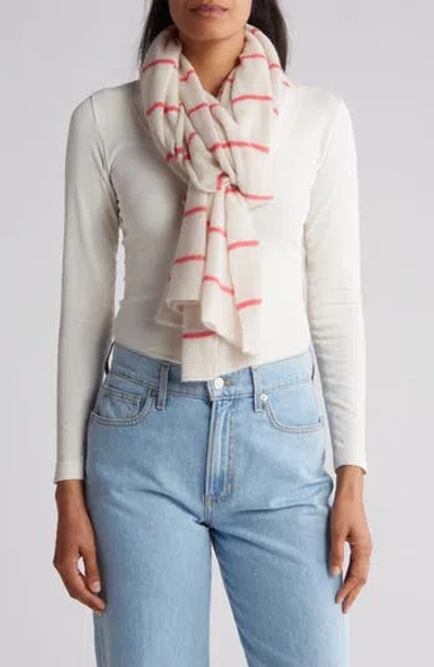 Portolano Striped Wool Blend Scarf In White