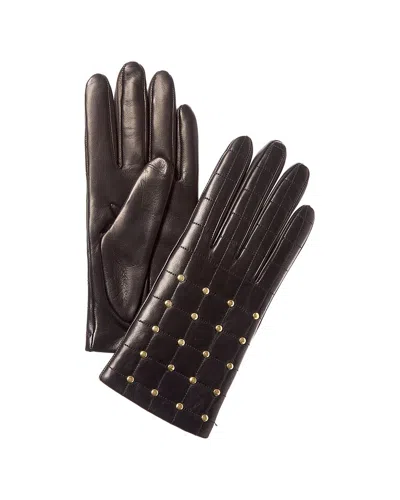 PORTOLANO PORTOLANO STUD CASHMERE-LINED LEATHER GLOVES