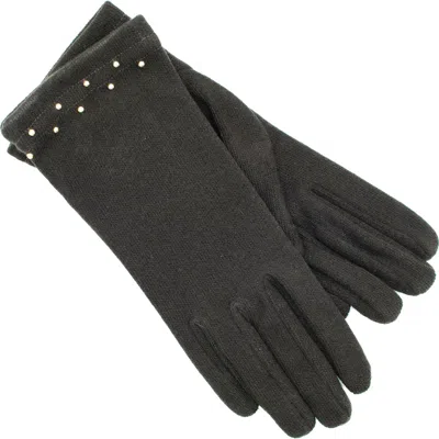 Portolano Studded Knit Gloves In Black