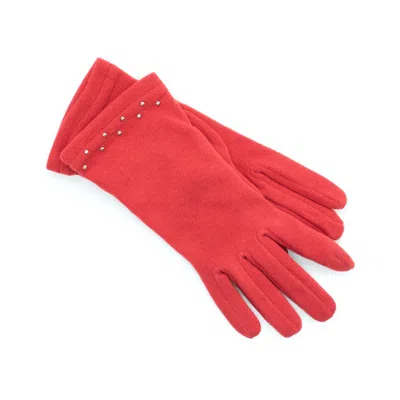 Portolano Studded Knit Gloves In Red