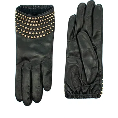 Portolano Studded Nappa Leather Gloves In Black