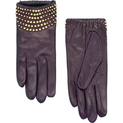 Portolano Studded Nappa Leather Gloves In Purple