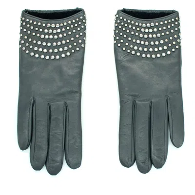Portolano Studded Nappa Leather Gloves In Green
