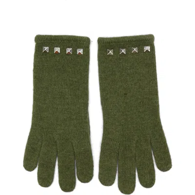 Portolano Studded Tech Gloves In Green