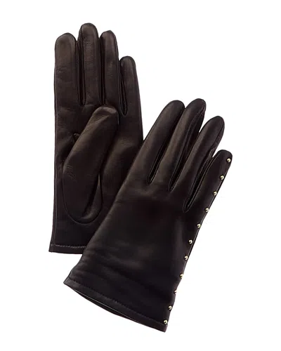 Portolano Studs Cashmere-lined Leather Glove In Black