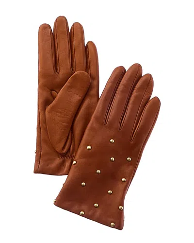 Portolano Studs Cashmere-lined Leather Glove In Brown