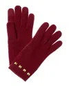 Portolano Studs On Cuff Cashmere Tech Gloves In Red
