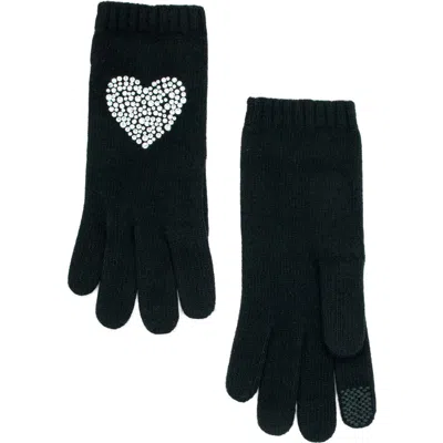Portolano Tech Cashmere Gloves With Crystals In Black