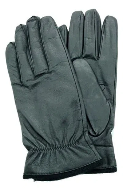 Portolano Tech Leather Gloves In Black/black