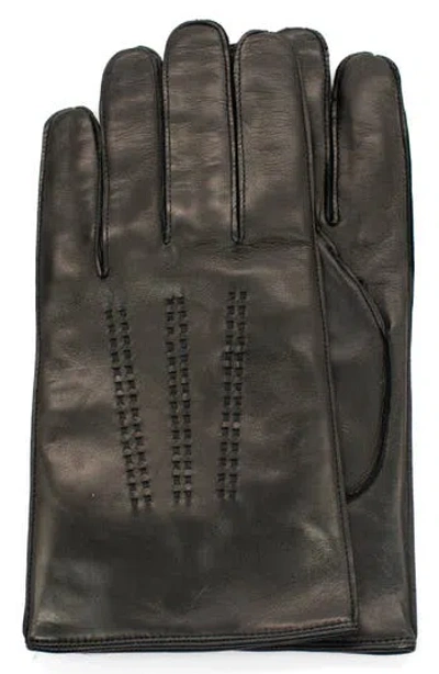 Portolano Topstitch Cashmere Lined Gloves In Black
