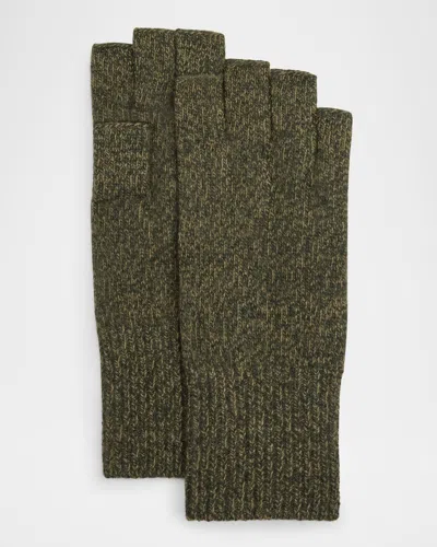 Portolano Tweed Fingerless Two-tone Gloves In Green