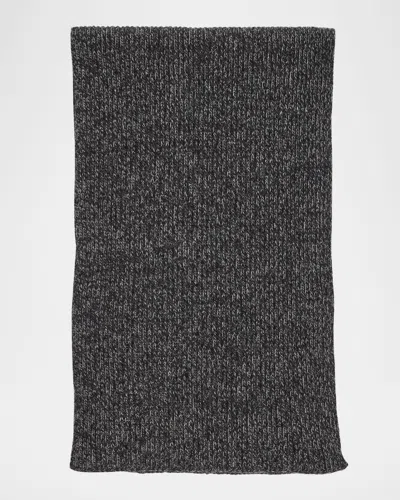 Portolano Tweed Ribbed Cashmere Scarf In Black