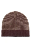 Portolano Two Tone Rib Cuff Beanie In Port/fango