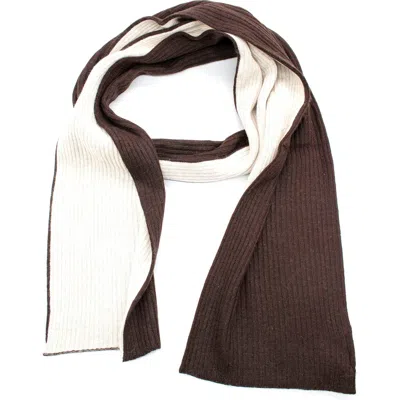 Portolano Two-tone Rib Scarf In Brown