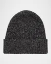 Portolano Two Tone Tweed Cashmere Beanie In Gray