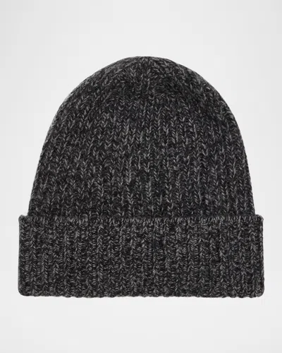 Portolano Two Tone Tweed Cashmere Beanie In Gray