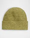 Portolano Two Tone Tweed Cashmere Beanie In Green Men Marti