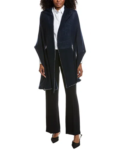 Portolano Whipstitch Cashmere Wrap In Blue