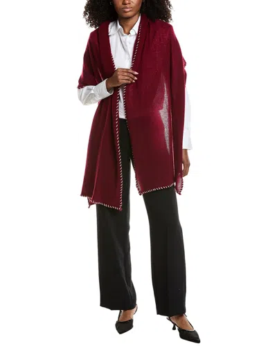 Portolano Whipstitch Cashmere Wrap In Burgundy
