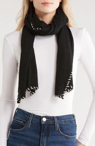 Portolano Whipstitch Trim Scarf In Neutral