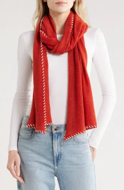 Portolano Whipstitch Trim Scarf In Orange