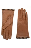 Portolano Whipstitched Leather Gloves In Brown