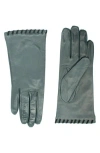 Portolano Whipstitched Leather Gloves In Gray