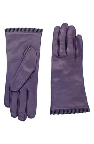Portolano Whipstitched Leather Gloves In Purple
