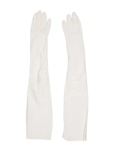 Pre-owned Portolano White Leathered  Gloves