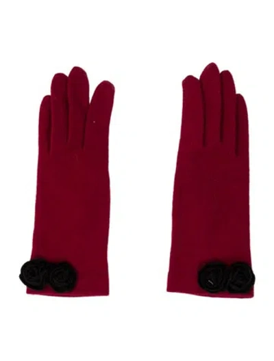Pre-owned Portolano Winter Gloves In Burgundy