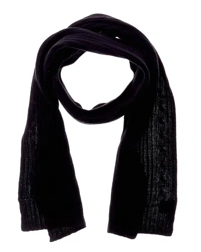 Portolano Women's Cable Cashmere Scarf In Black In Metallic