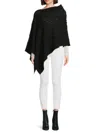 Portolano Women's Cable Knit Merino Wool Blend Cowl Neck Poncho In Black
