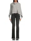 Portolano Women's Cable Knit Merino Wool Blend Cowl Neck Poncho In Light Grey