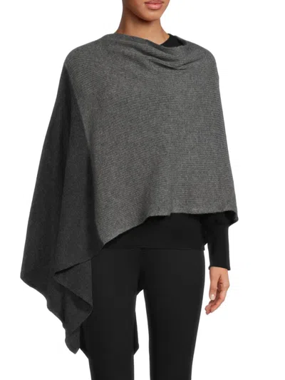 Portolano Women's Colorblock Cashmere Poncho In Charcoal