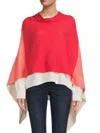 Portolano Women's Colorblock Cashmere Poncho In Cherry Lobster