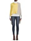 Portolano Women's Cowl Neck Colorblock Cashmere Poncho In Yellow