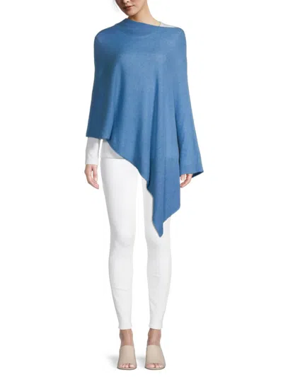 Portolano Women's Cowlneck Cashmere Poncho In Bellefonte Blue