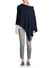 Portolano Women's Cowlneck Cashmere Poncho In Navy