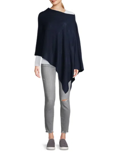 Portolano Women's Cowlneck Cashmere Poncho In Navy