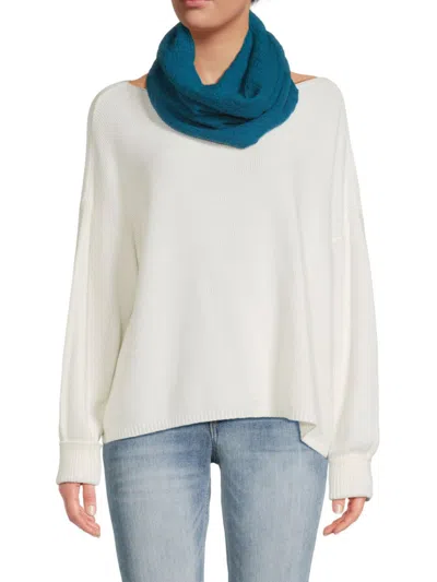 Portolano Women's Diamond Stitch Cashmere Neck Warmer In Teal