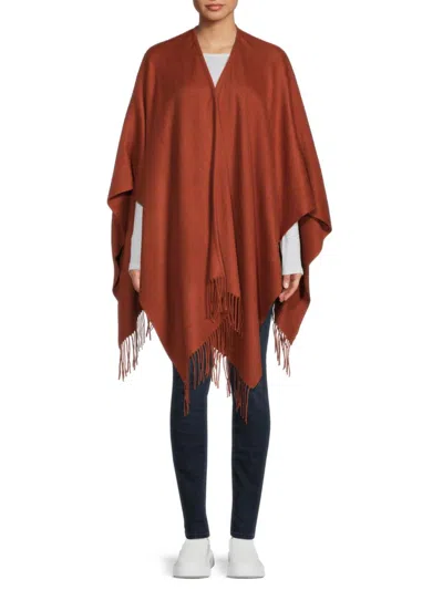 Portolano Women's Fringe Cashmere Ruana In Brown