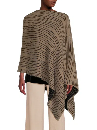 Portolano Women's Intarsia Cashmere Asymmetric Poncho In Brown