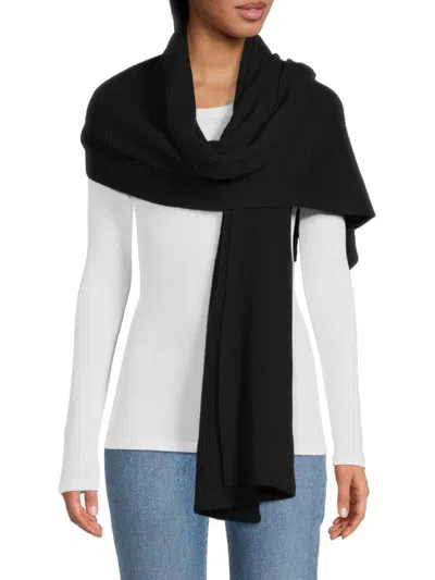 Portolano Women's Ribbed Cashmere Wrap In Black
